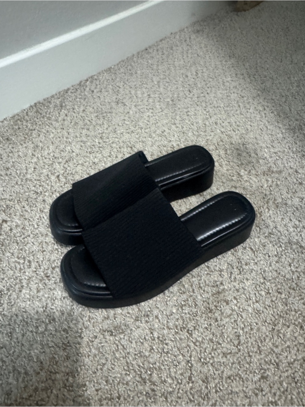 Women's Black Platform Slide Sandals - Classic Easy-On Comfort